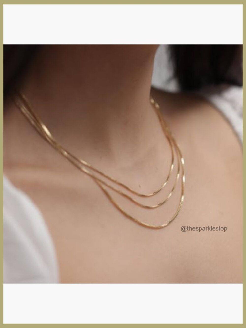 14k Gold Plated Dainty Layered Choker Necklace Box Chain Lobster Clasp - Picture 3 of 6